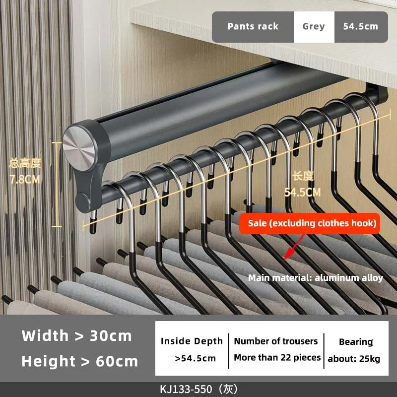 Armoire Dress Rack Trousers Hanger Wardrobe Slide Rail Clothing Holder Cupboard Clothes Storage Racks Push Pull Pants Shelves