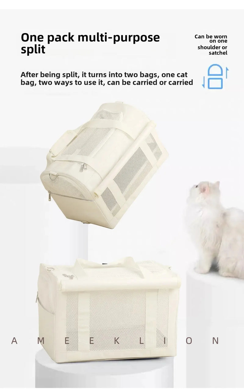 High Aesthetic Pet Trolley Box 2-layers Design Cat Basket Breathable Comfortable Transport Case Convenient Travel Pet Trolley