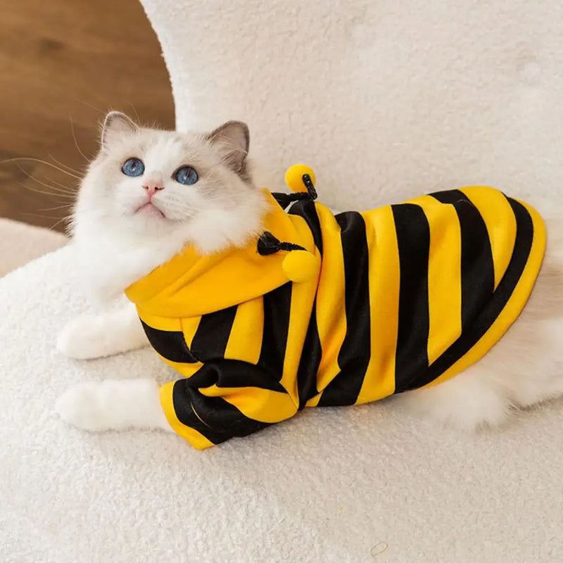 Bee Pet Puppy Coat Apparel Outfit，Dog Hoodies，Dog Halloween Clothes，Winter Cat Holiday Cosplay Outfit，for Small Medium Dogs Cats