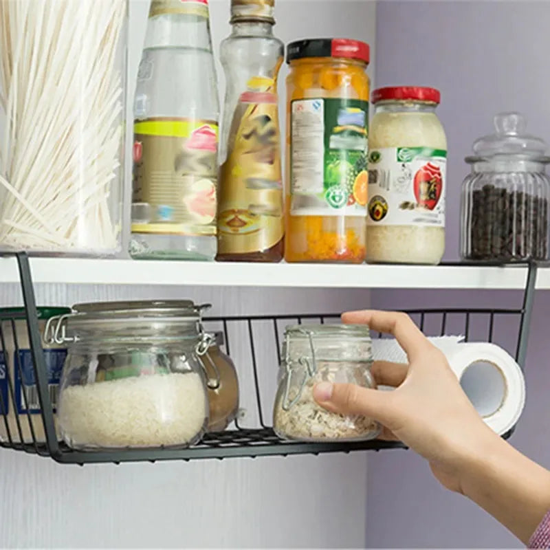 Multipurpose Closet Storage Basket Hanging Basket Organizer Metal Hanging Basket for Kitchen Cabinets and Desks