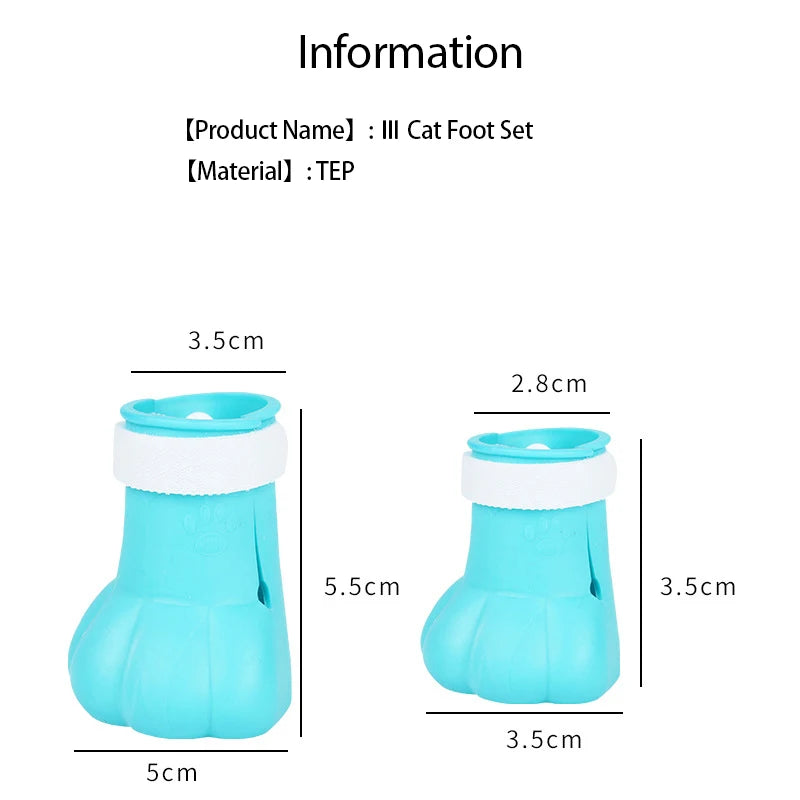 Cat Claw Protector Bath Feeding Bathing Shoes Foot Cover Anti-Scratch for Cats Pet Grooming Silicone Paw Nail Cover Boots