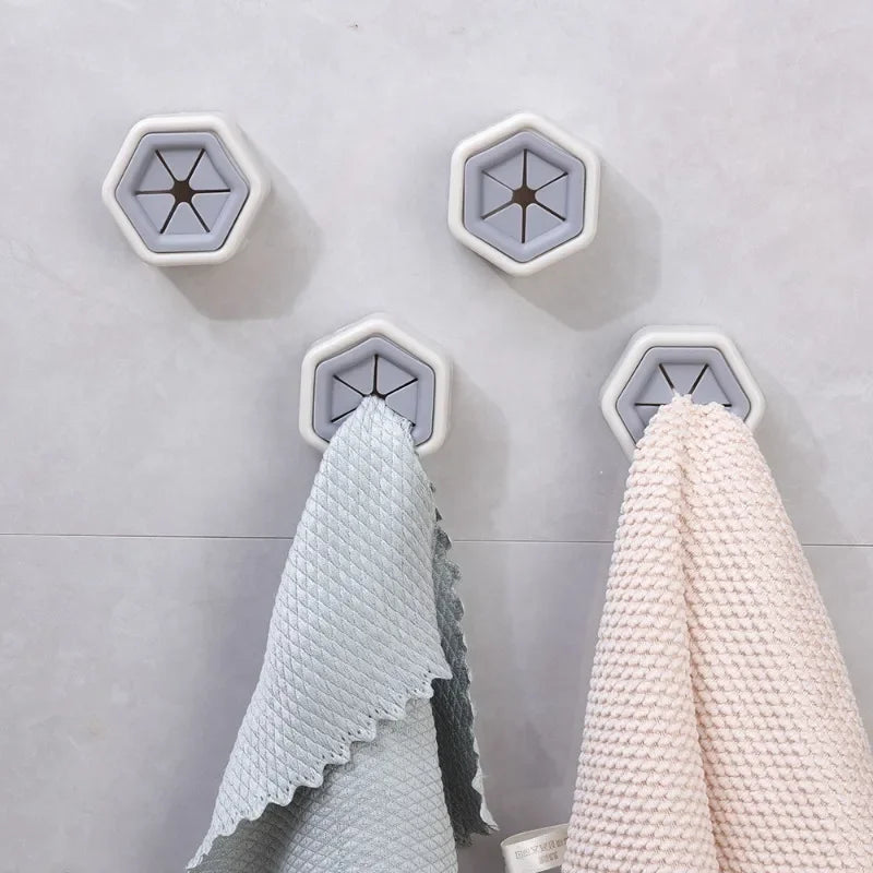 8/1pcs Self-adhesive Towel Plug Holder Punch Free Wall Mounted Tea Towels Bathroom Storage Hooks Rack Kitchen Rags Cloth Clips