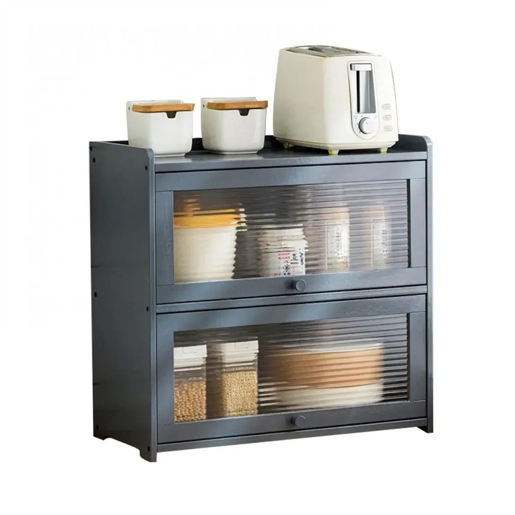 Multipurpose Wood Bathroom Countertop Cabinet Kitchen with 2 Window Doors Storage for Spice Jars Vanity Beauty