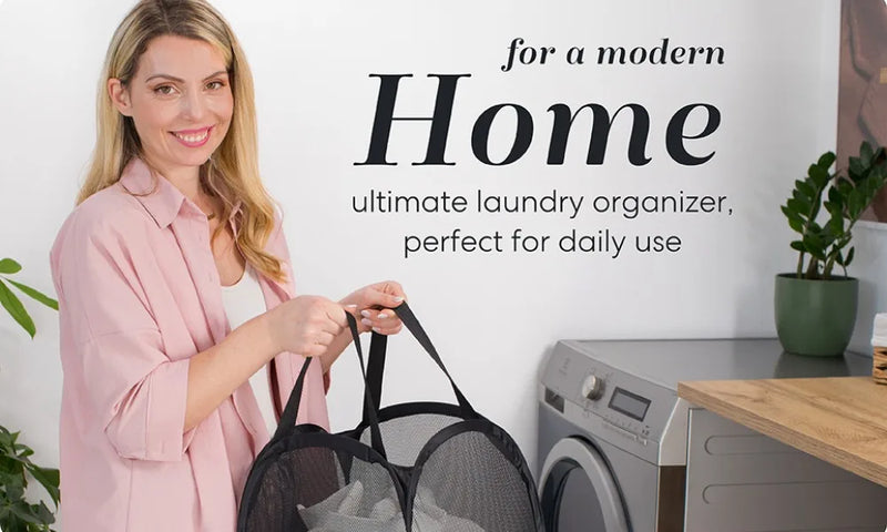 Large Laundry Basket Collapsible Mesh Pop Up Laundry Hamper Side Pocket Breathable Clothes Storage Laundry Storage Organization