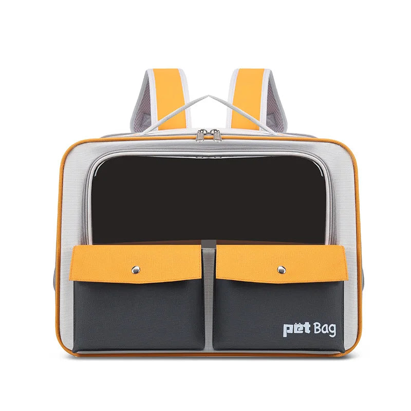 Portable Pet Carrier Backpack for Cats & Small Dogs, Travel-Friendly Cat Cage Bag with Adjustable Shoulder Strap & Pull Handle,