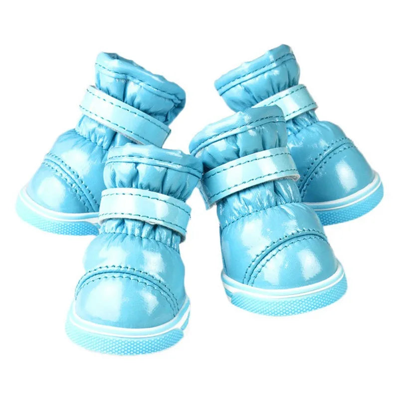 4 Pcs/Sets Winter Dog Waterproof Rain Shoes For Small Dogs Warm Fleece Puppy Pet Shoes Dog Snow Boots Chihuahua Yorkie Teddy Sho
