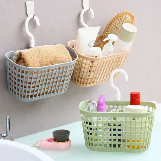 Wall Hanging Storage Basket With 360 Rotation Hook Breathable Mesh Clothes Organizer Bucket Kitchen And Bathroom Accessories
