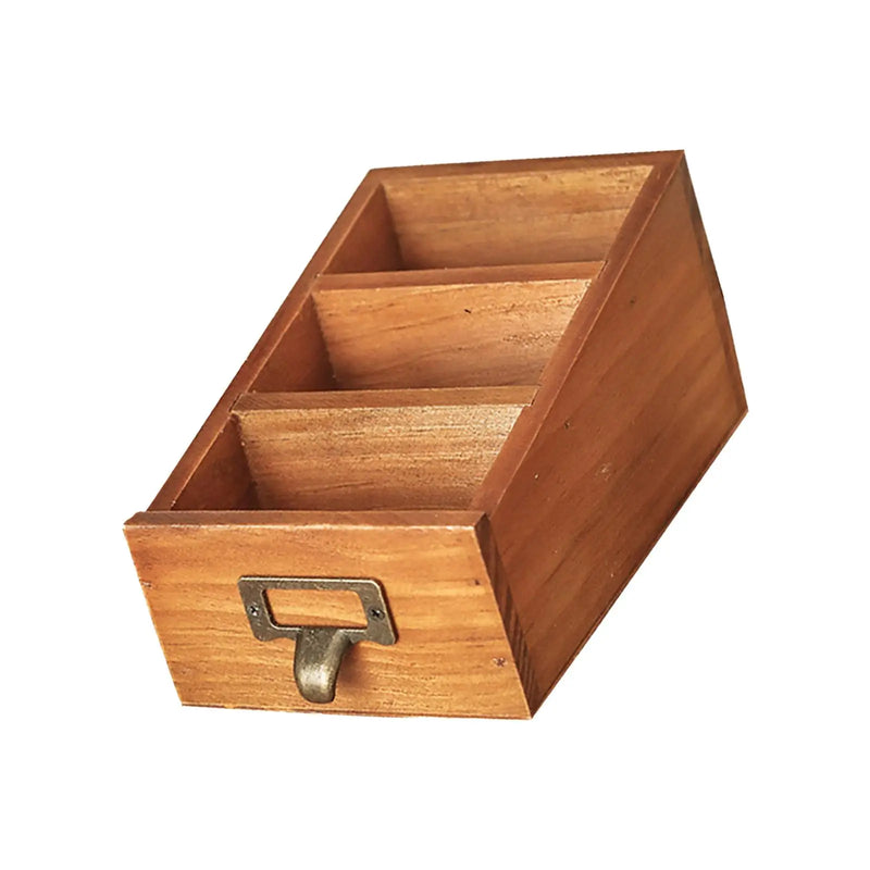 Wooden Desktop Organizer Case Durable Compact Portable Remote Control Caddy Holder for Desktop Office Countertop Bedroom Vanity