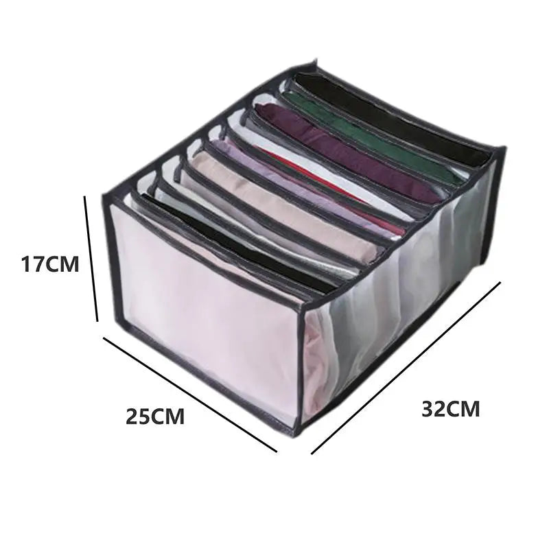 7 Grids Jeans Storage Box Closet Wardrobe Clothes Compartment Boxes Drawer Jeans Socks Separation Organizer Pants Storage