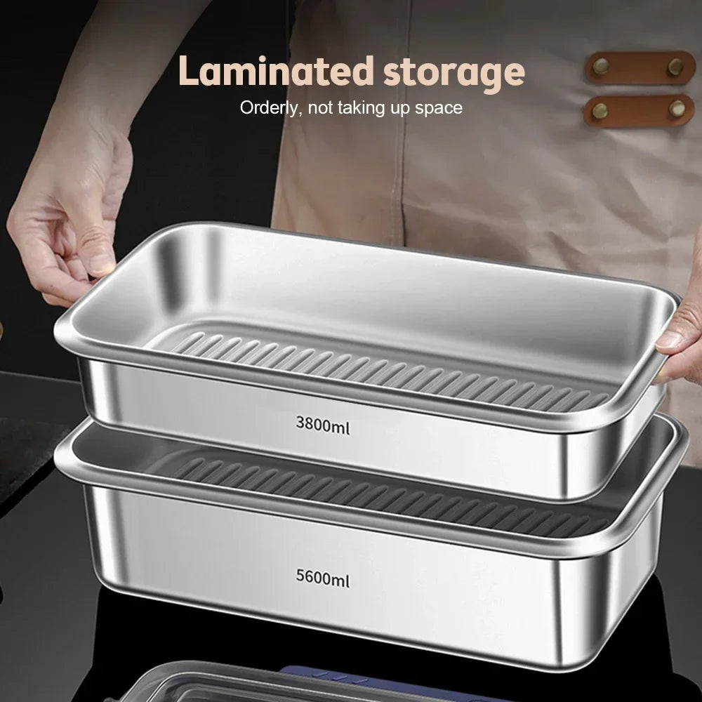 Food Storage Containers with Lids Airtight Food Grade 316 Stainless Steel Large Capacity Leakproof Kitchen Storage Container