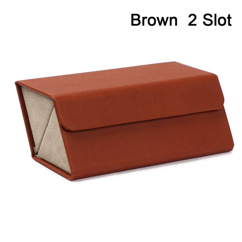 Portable Glasses Organizer 2/3/4/5/6 Multi-slot Eyeglasses Storage Display Travel Folding Sunglasses PU Leather Case