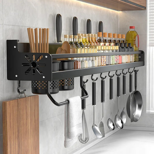 Suporte Organizador de Utensílios de Cozinha Prateleira de Parede Suporte para Temperos Suporte para Facas de Cozinha