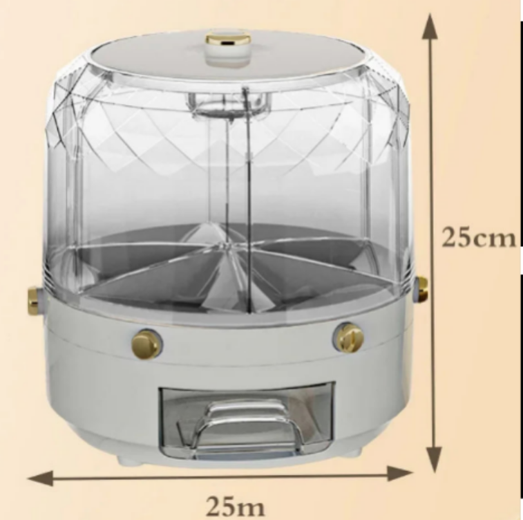 Dispenser Organizador de Cereais Giratório 360º para Cozinha Ideal para Grãos, Cereais, Farinhas, Açucar, Sal etc, à prova de umidade. Cozinha Chic e Elegante